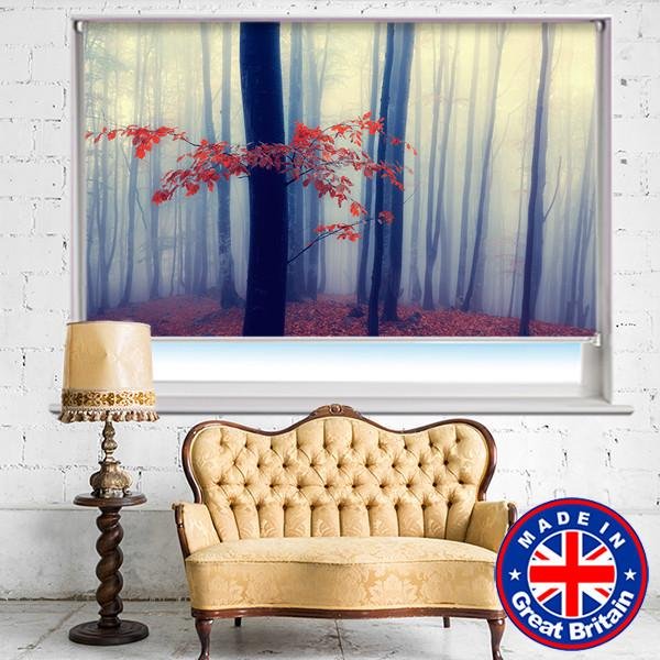 Misty Red Forest Printed Picture Photo Roller Blind - Art Fever - Art Fever
