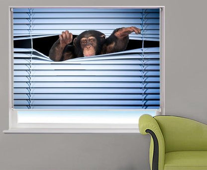 monkey peeking through the blind Printed Picture Photo Roller Blind - RB225 - Art Fever - Art Fever