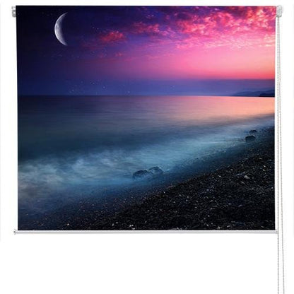 Moon and Stars over the Sea at Night Printed Picture Photo Roller Blind - RB210 - Art Fever - Art Fever