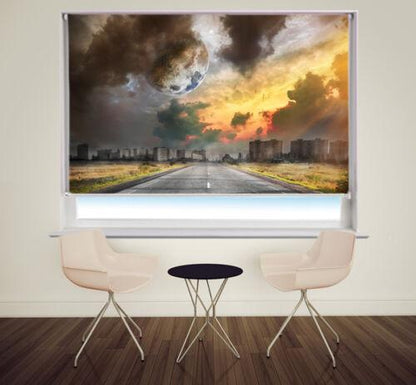 Moon in the Sky Landscape Dystopian World Printed Picture Photo Roller Blind - RB993 - Art Fever - Art Fever