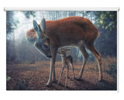 Mother Deer Printed Picture Photo Roller Blind - 1X556246 - Art Fever - Art Fever