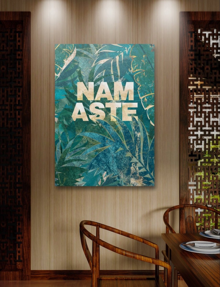 Namaste Green Tropical Leaves Canvas Print Picture Wall Art - 1X2518182 - Art Fever - Art Fever