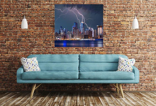 New York City Lightning Scene Image Printed Onto A Single Panel Canvas - SPC84 - Art Fever - Art Fever