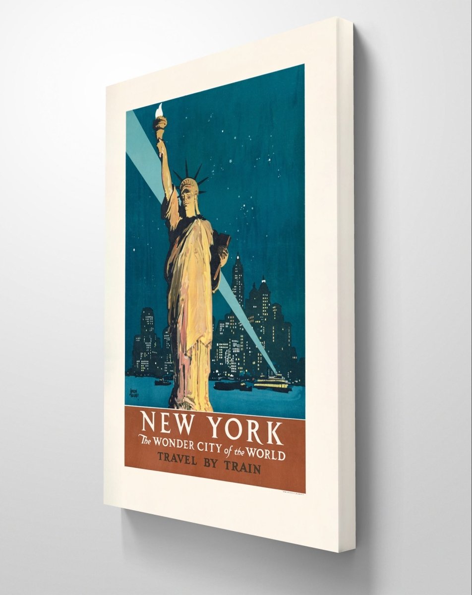 New York, the Wonder City of the World Travel By Train (1927) Vintage Travel Poster Canvas Print Picture Wall Art - 1X2565618 - Art Fever - Art Fever