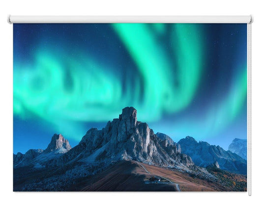 Northern Lights above Mountains at Night Printed Picture Photo Roller Blind - RB1150 - Art Fever - Art Fever