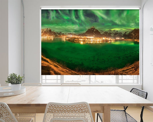 Northern Lights Lakeside Printed Picture Photo Roller Blind- 1X1727448 - Art Fever - Art Fever