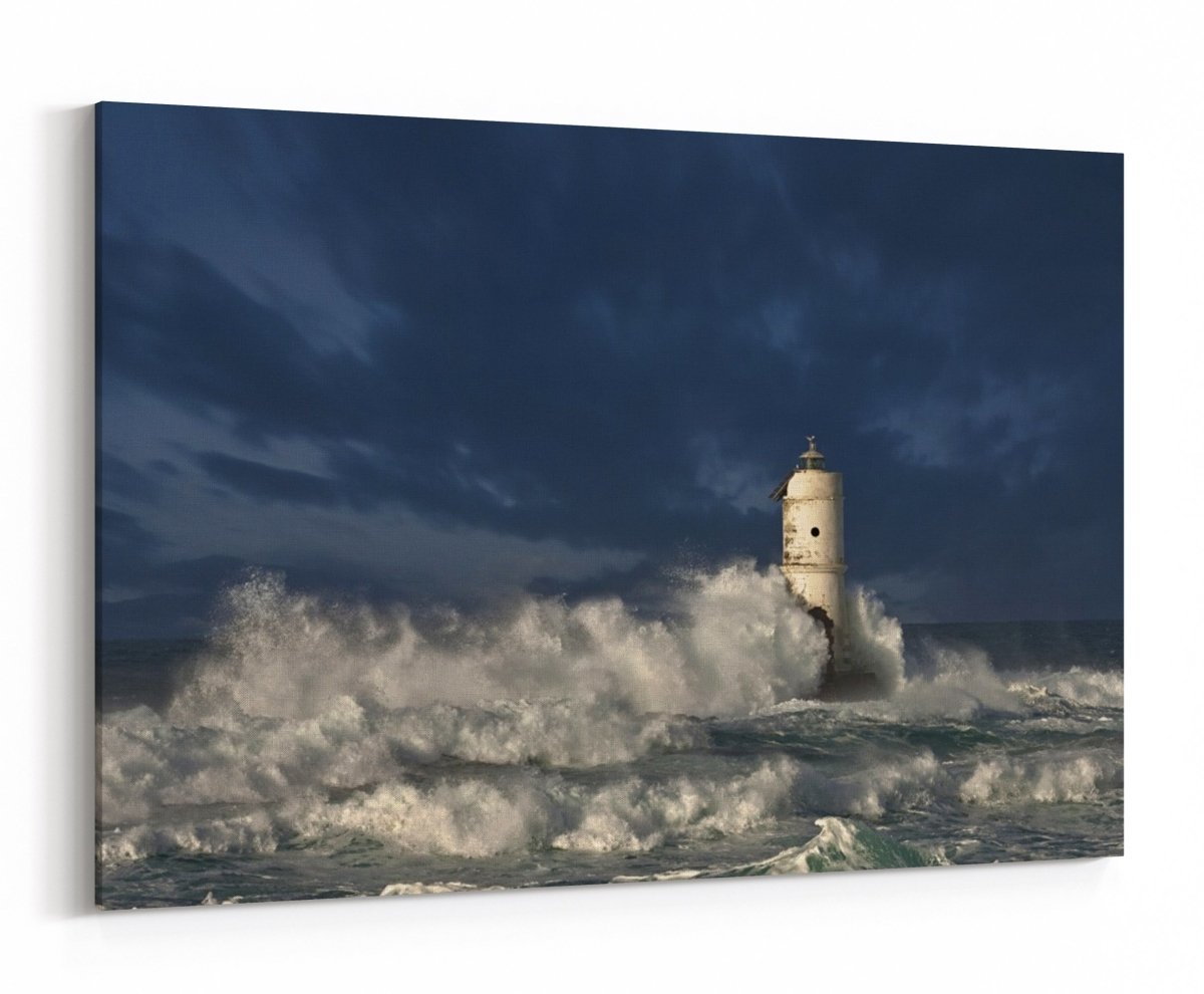 Ocean Waves over the Lighthouse Canvas Print Wall Art - 1X56630 - Art Fever - Art Fever