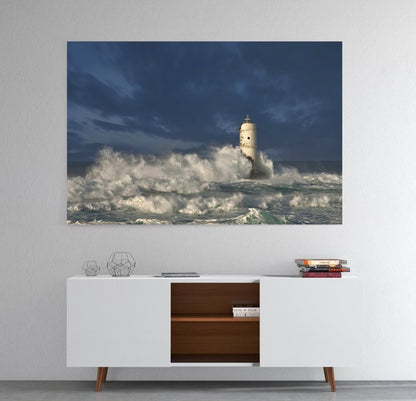 Ocean Waves over the Lighthouse Canvas Print Wall Art - 1X56630 - Art Fever - Art Fever