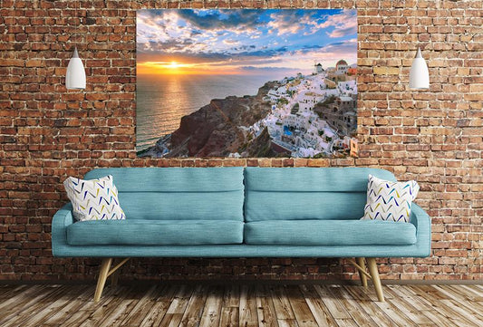 Oia Or Ia At Sunset, Santorini, Greece Image Printed Onto A Single Panel Canvas - SPC18 - Art Fever - Art Fever