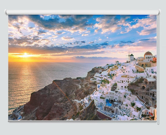 Oia Or Ia At Sunset, Santorini, Greece Printed Picture Roller Blind - RB997 - Art Fever - Art Fever