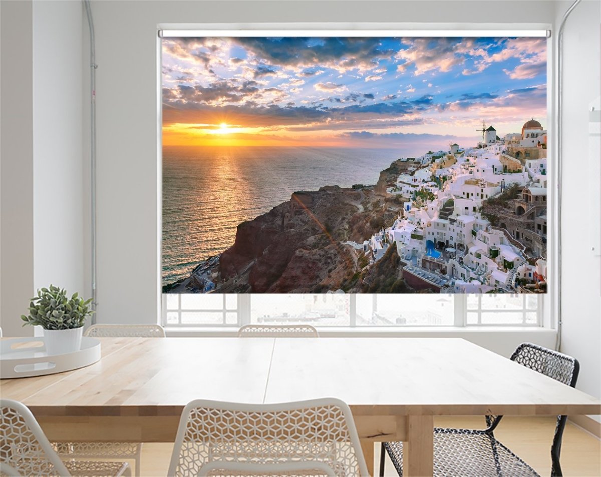 Oia Or Ia At Sunset, Santorini, Greece Printed Picture Roller Blind - RB997 - Art Fever - Art Fever