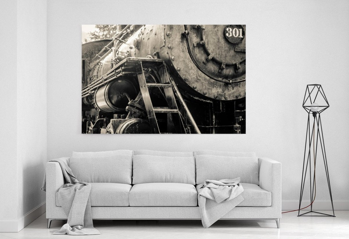 Old Black Locomotive Engine Printed Canvas Print Picture - SPC218 - Art Fever - Art Fever