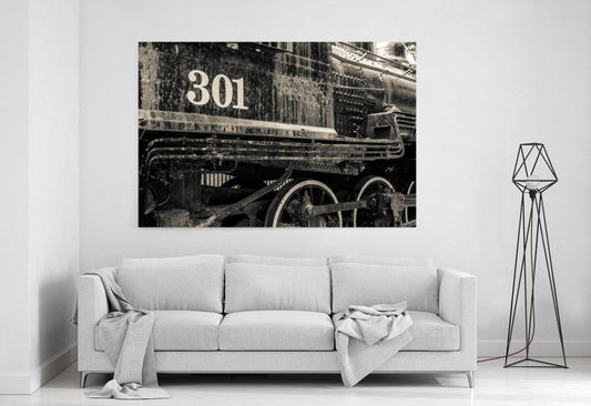 Old Black Locomotive Train Printed Canvas Print Picture - SPC219 - Art Fever - Art Fever