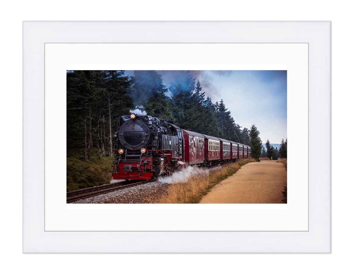 Old Black Steam Locomotive Framed Mounted Print Picture - FP26 - Art Fever - Art Fever