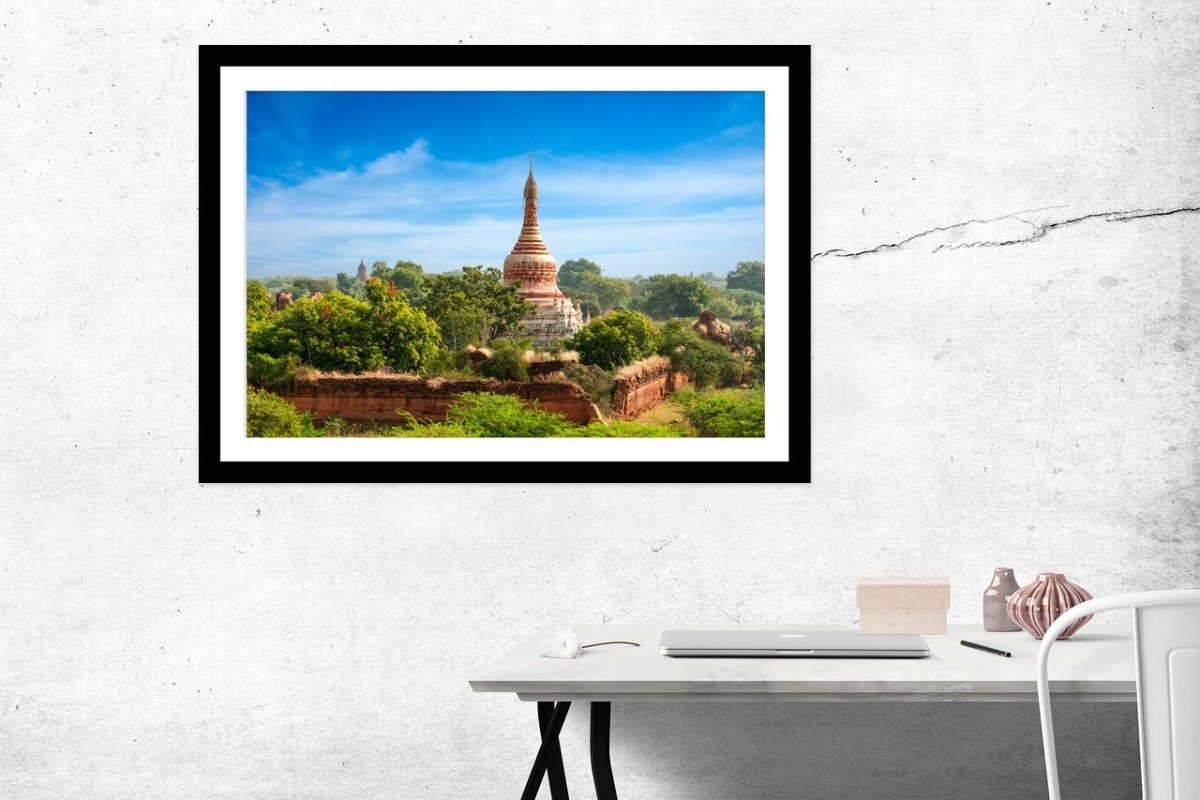 Old Buddhist Temples At Bagan Kingdom, Myanmar (Burma) Framed Mounted Print Picture - FP61 - Art Fever - Art Fever