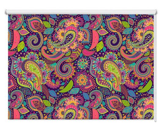 Paisley And Decorative Flowers Design Printed Photo Roller Blind - RB1229 - Art Fever - Art Fever