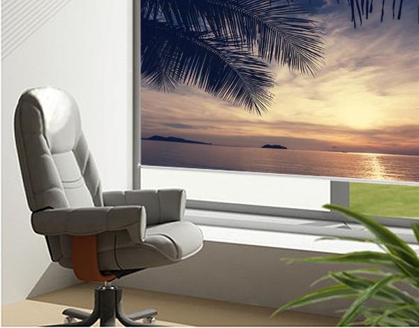 Palm tree view at sunset Tropical Printed Picture Photo Roller Blind - RB73 - Art Fever - Art Fever