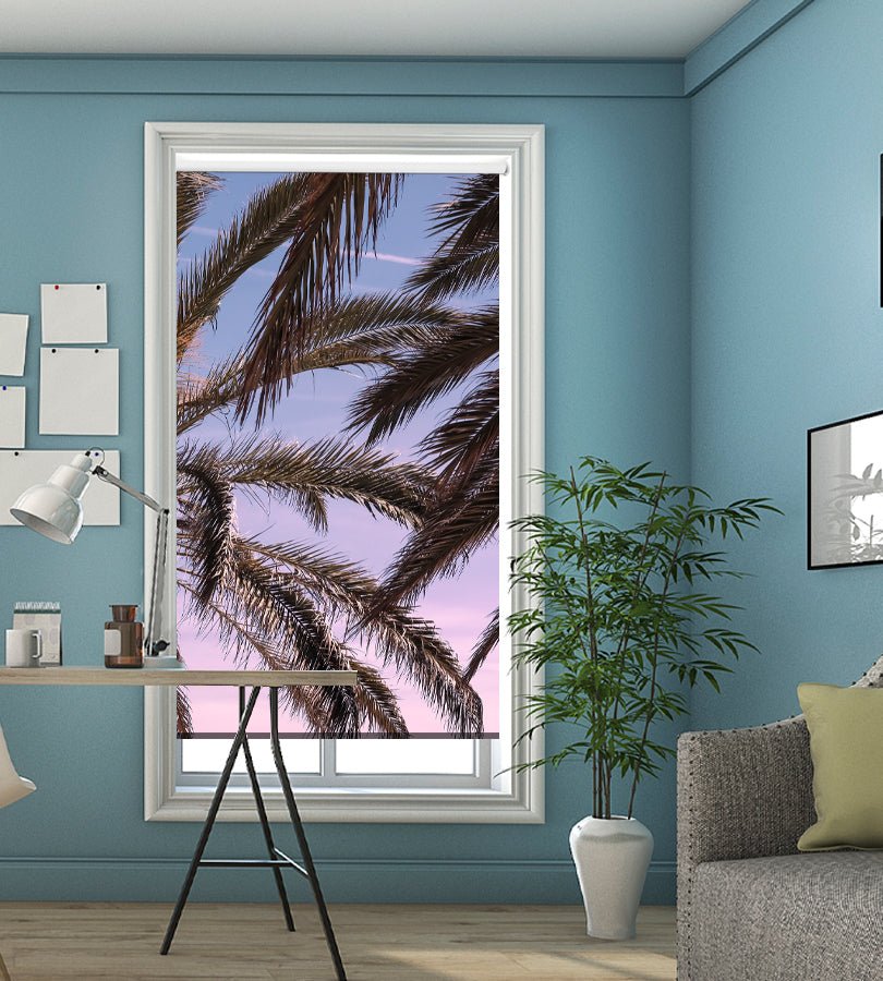 Palm Trees Pink Sky Printed Picture Photo Roller Blind - 1X2262139 - Art Fever - Art Fever