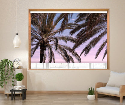 Palm Trees Pink Sky Printed Picture Photo Roller Blind - 1X2262139 - Art Fever - Art Fever