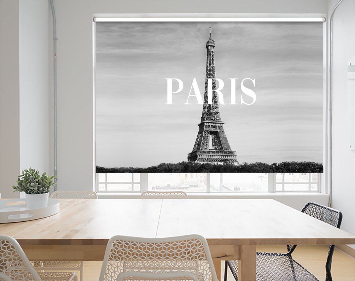 Paris Eiffel Tower Text 2 Printed Photo Roller Blind - 1X2365343 - Art Fever - Art Fever