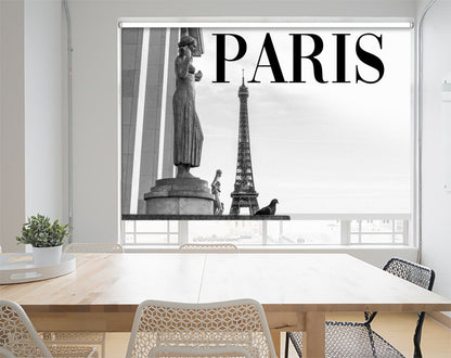 Paris Eiffel Tower Text Printed Photo Roller Blind - 1X2365340 - Art Fever - Art Fever