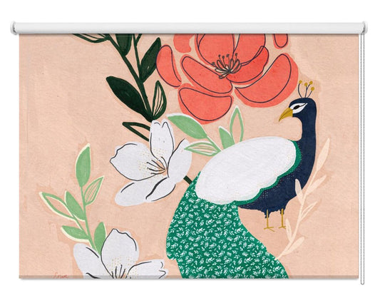Peacock and Florals Erum Khalili Printed Picture Photo Roller Blind - 1X2535999 - Pictufy - Art Fever