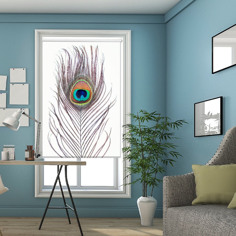 Peacock Feather Printed Picture Photo Roller Blind - 1X2381991 - Art Fever - Art Fever