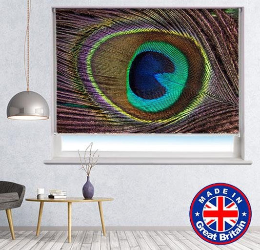 Peacock Feathers Pattern Printed Picture Photo Roller Blind - RB624 - Art Fever - Art Fever