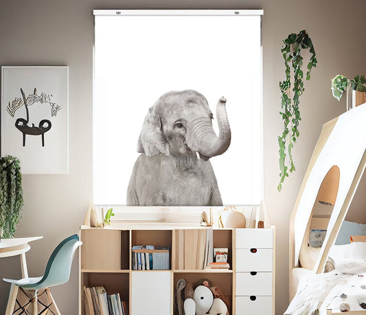 Peeking Baby Elephant EasyBlock Printed Blackout Blind with Toggle attachment - EB34 - Art Fever - Art Fever