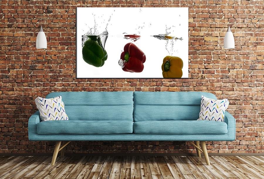 Peppers Water Splash Image Printed Onto A Single Panel Canvas - SPC123 - Art Fever - Art Fever