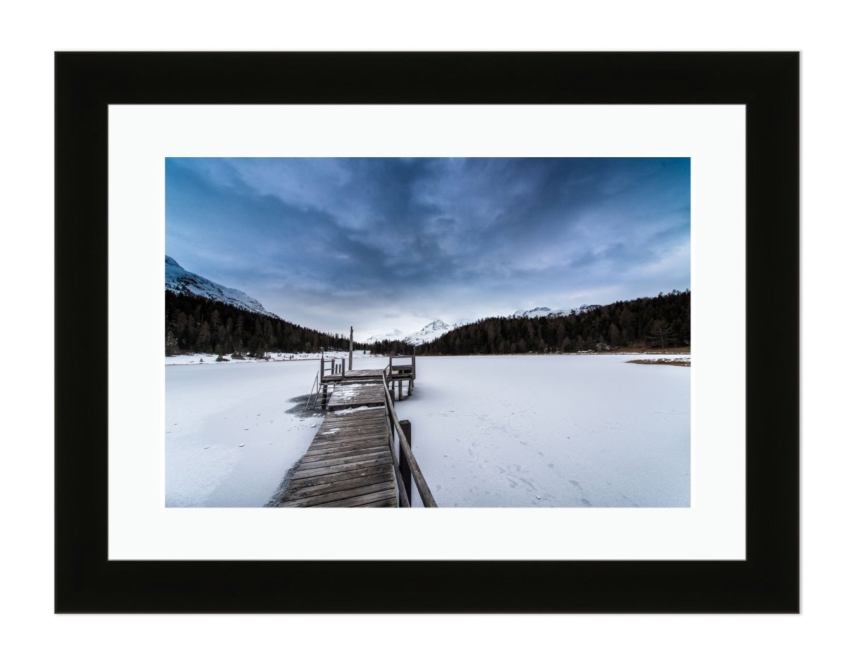Pier On Frozen Lake Framed Mounted Print Picture - FP81 - Art Fever - Art Fever