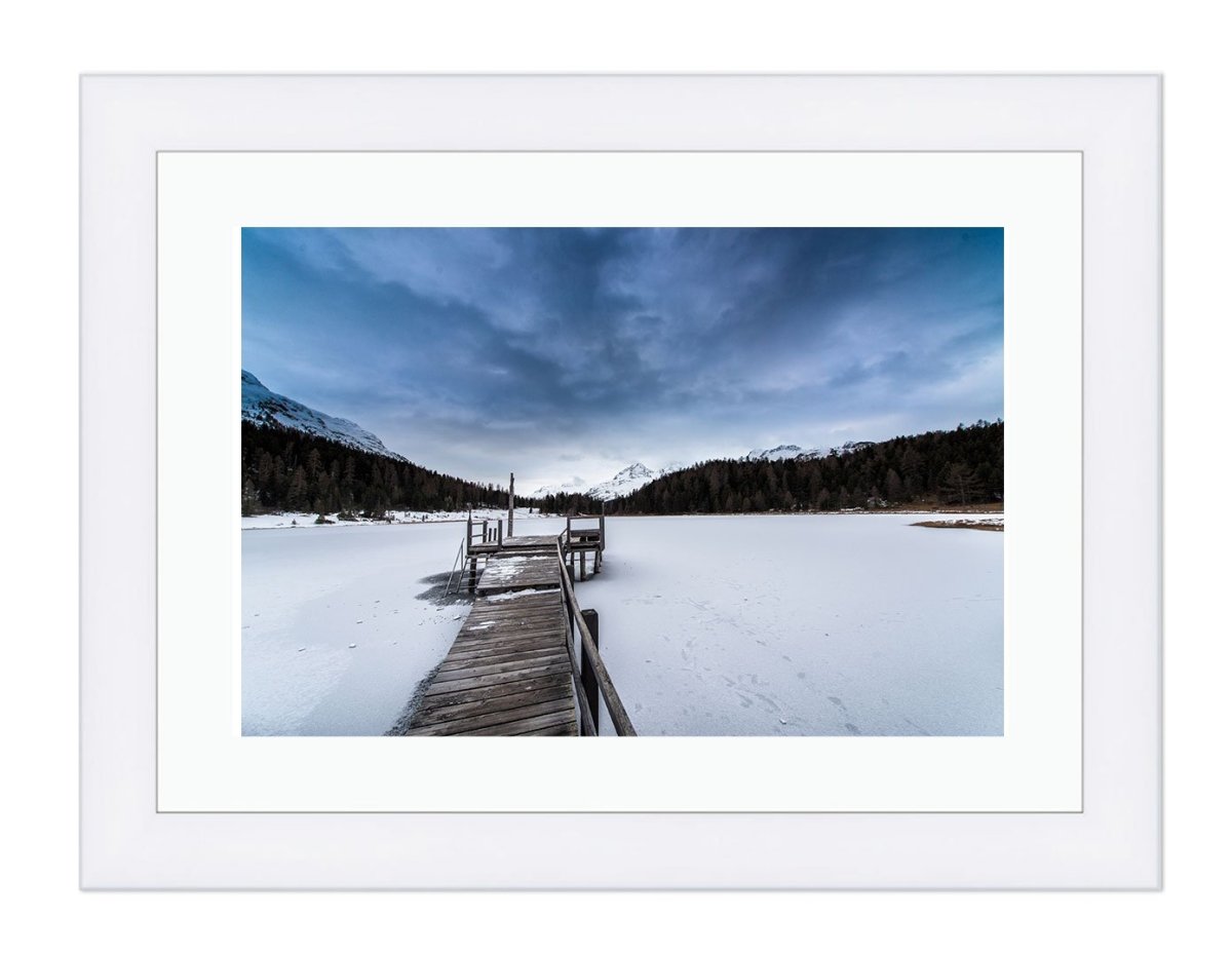 Pier On Frozen Lake Framed Mounted Print Picture - FP81 - Art Fever - Art Fever