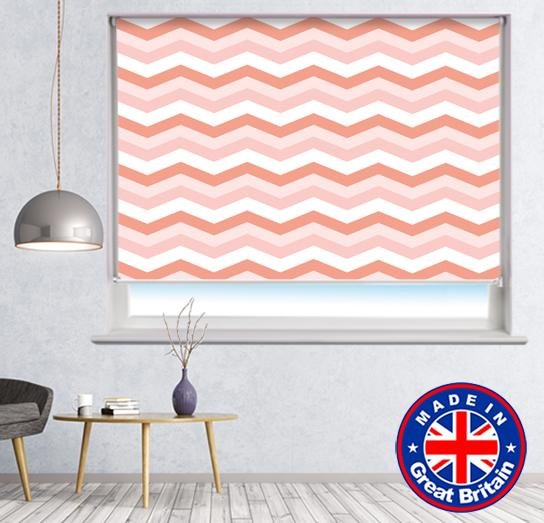 Pink Chevron Shapes Pattern Printed Picture Photo Roller Blind - RB603 - Art Fever - Art Fever