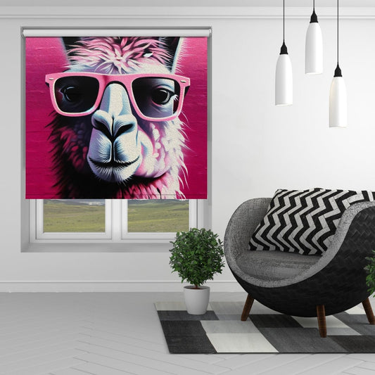 Pink Lama Illustation Printed Picture Photo Roller Blind - 1X2720606 - Art Fever - Art Fever