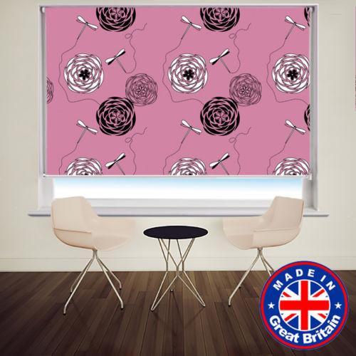 Pink Retro Floral Pattern Pattern Printed Picture Photo Roller Blind - RB530 - Art Fever - Art Fever