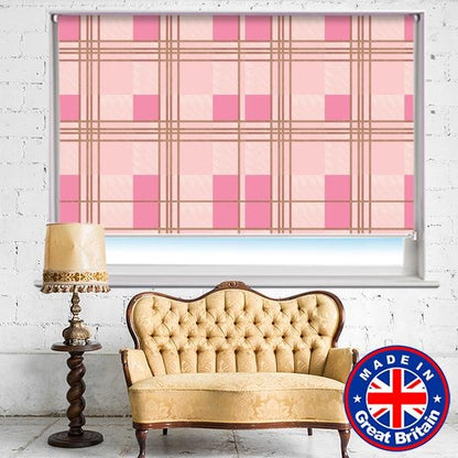 Pink Squares Tartan Plaid Pattern Printed Picture Photo Roller Blind - RB612 - Art Fever - Art Fever