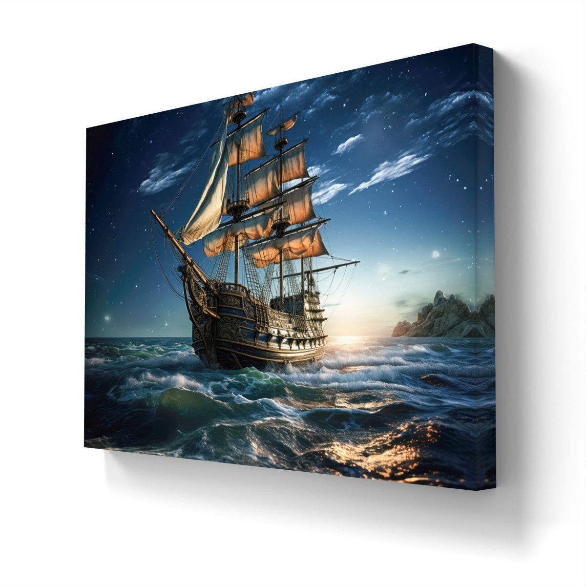Pirate Ship at Sea Ai Illustration Canvas Print Picture Wall Art - SPC221 - Art Fever - Art Fever