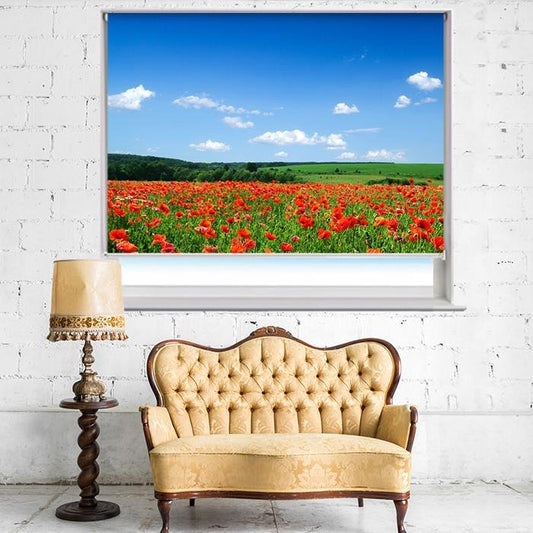 Poppies and the Blue Sky Printed Picture Photo Roller Blind - RB410 - Art Fever - Art Fever