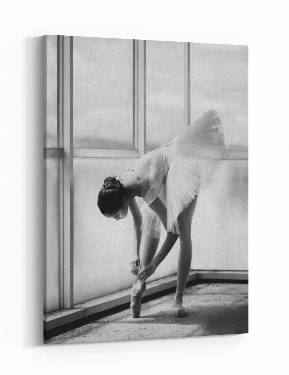 Preparation - Ballerina Monochrome Canvas Print Wall Art - 1X1485385 - Art Fever - Art Fever