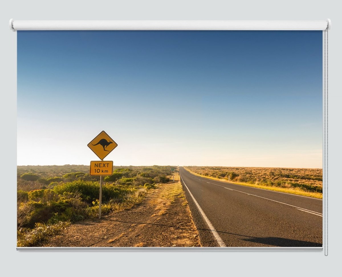 Printed Picture Photo Roller Blind kangaroo crossing road sign Australian Outback - RB1027 - Art Fever - Art Fever