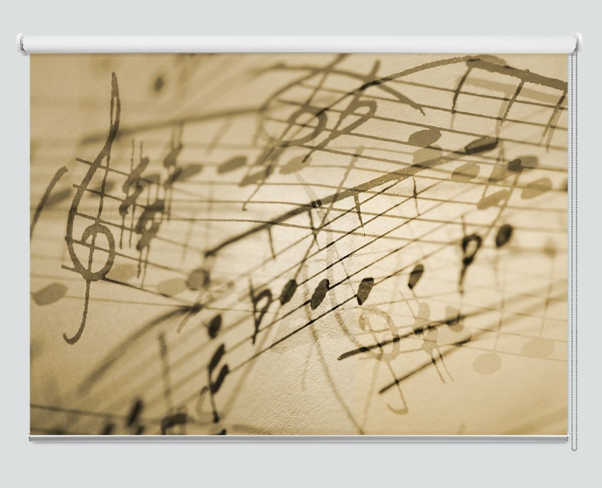 Printed Picture Photo Roller Blind Music Notes on vintage Background - RB1023 - Art Fever - Art Fever