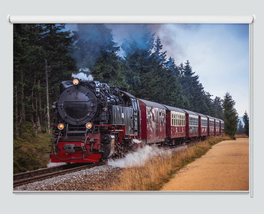 Printed Picture Photo Roller Blind Old Black Steam Locomotive in Germany - RB1010 - Art Fever - Art Fever