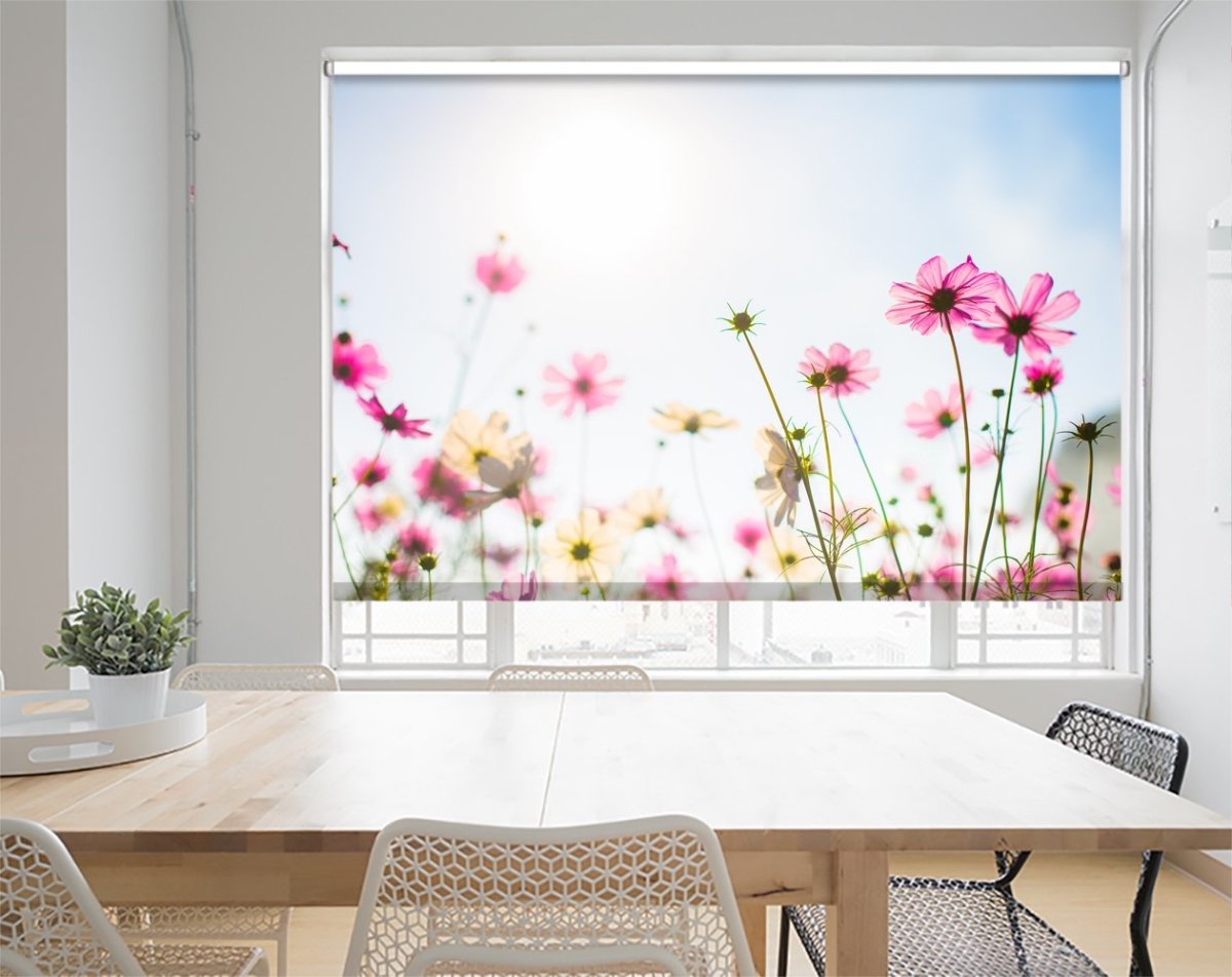 Printed Picture Photo Roller Blind Pink Flowers in Sunlight - RB1009 - Art Fever - Art Fever