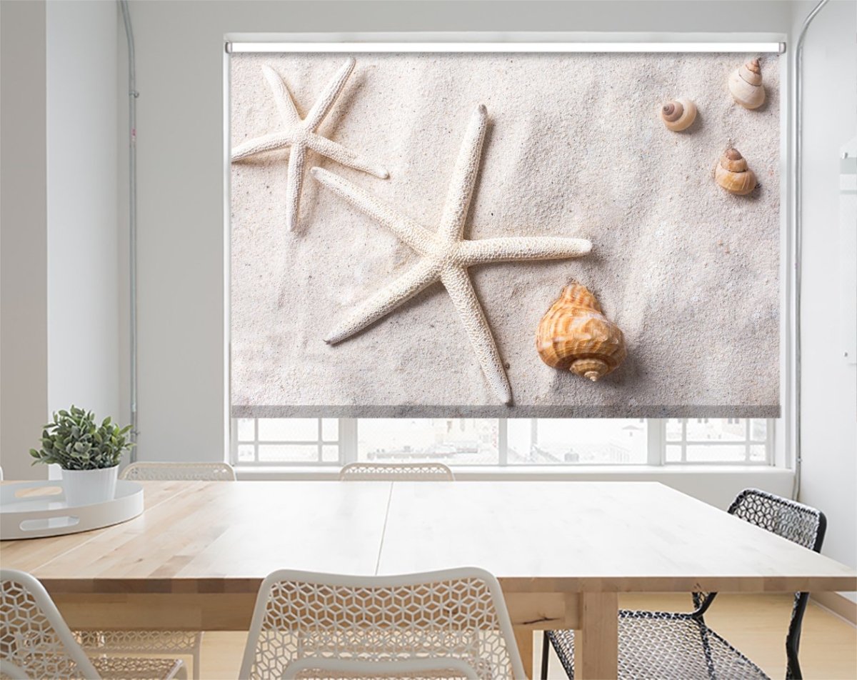 Printed Picture Photo Roller Blind Sea Shells in Sand - RB1007 - Art Fever - Art Fever
