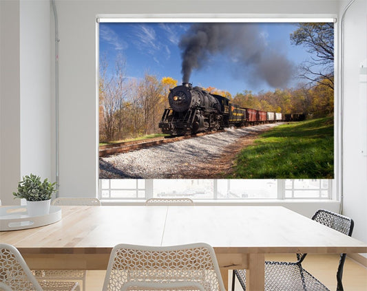 Printed Picture Photo Roller Blind Western Maryland Railroad Steam Train - RB1020 - Art Fever - Art Fever