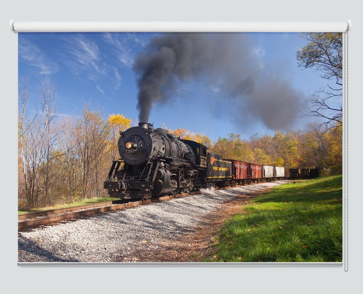 Printed Picture Photo Roller Blind Western Maryland Railroad Steam Train - RB1020 - Art Fever - Art Fever