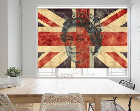 Queen Elizabeth II Union Jack Portrait Printed Photo Roller Blind - RB1274 - Art Fever - Art Fever