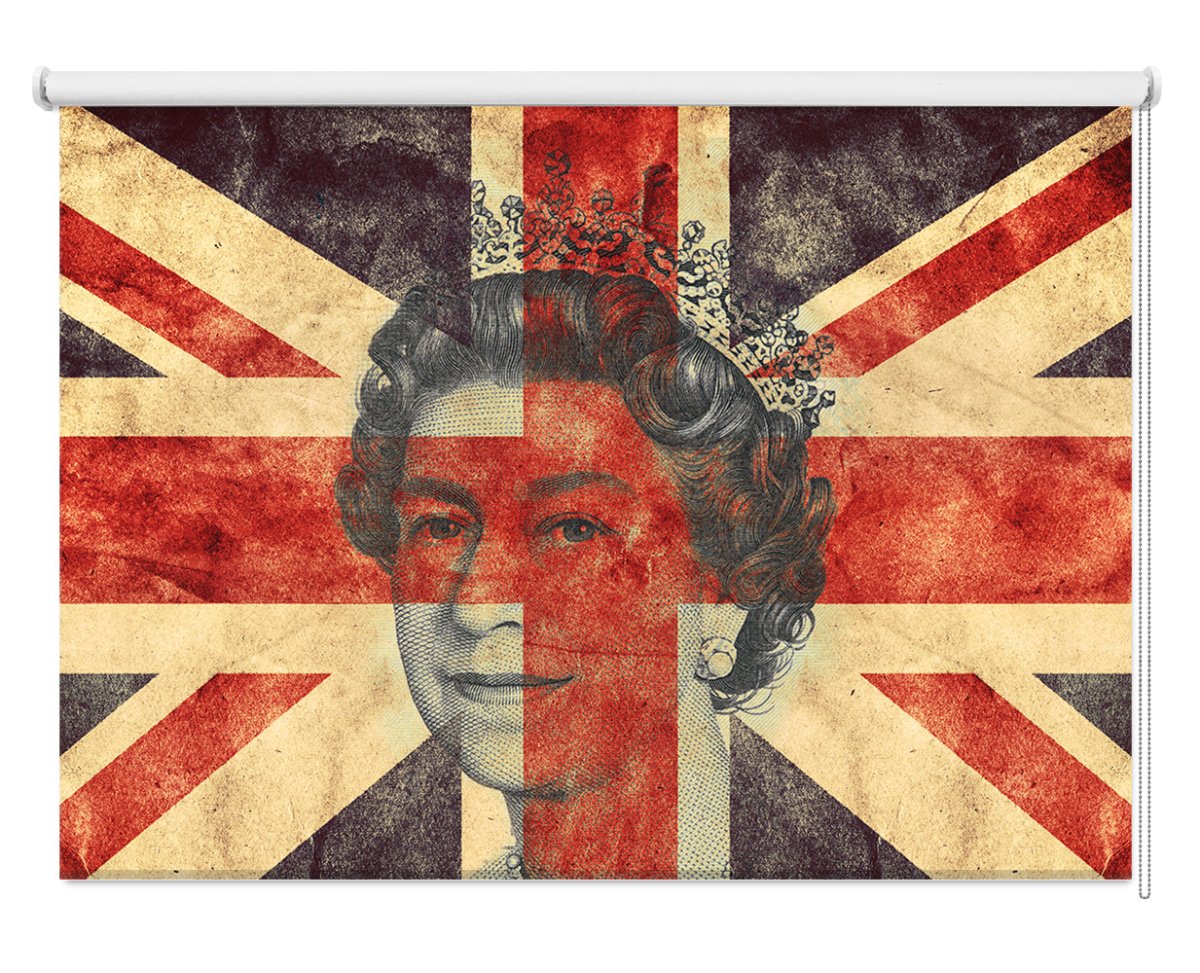 Queen Elizabeth II Union Jack Portrait Printed Photo Roller Blind - RB1274 - Art Fever - Art Fever