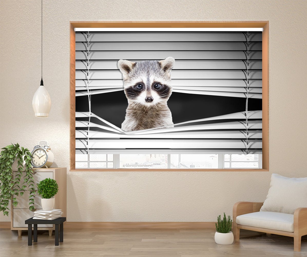 Raccoon Peeking through the blind Printed Picture Photo Roller Blind - RB1283 - Art Fever - Art Fever