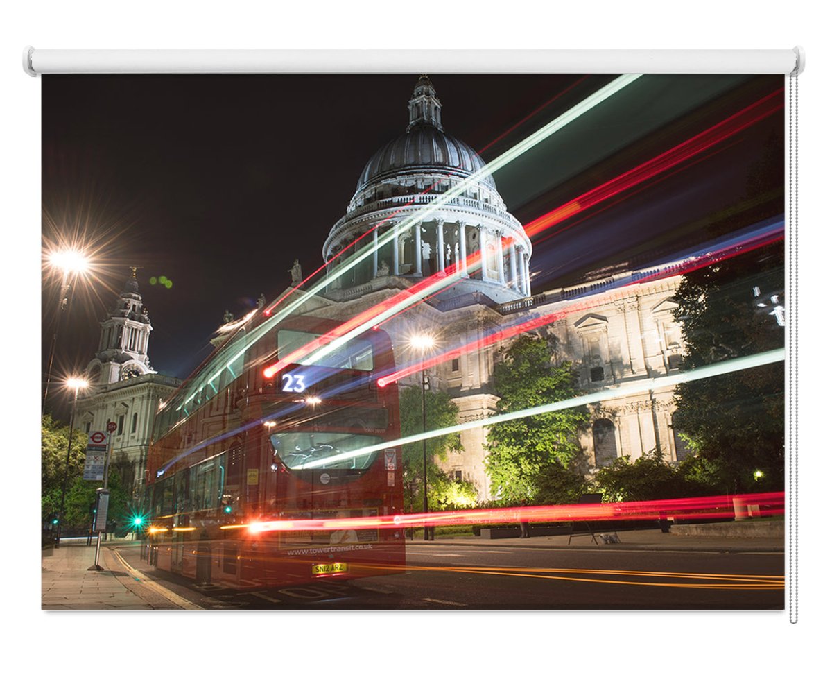 Red Bus at St. Johns London Printed Picture Photo Roller Blind - 1X2244898 - Art Fever - Art Fever